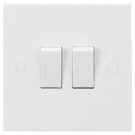 MLA Knightsbridge SN3000 (10 PACK) Square Edge White Plastic 2 Gang 2 Way Plate Light Switch 10A