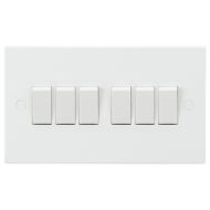 ML Knightsbridge SN4200 Square Edge White Plastic 6 Gang 2 Way Plate Light Switch 10A

