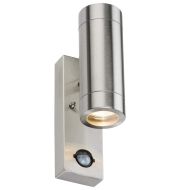 ML Knightsbridge WALL4LSS Stainless Steel GU10 Up/Down Wall Light with PIR Sensor IP44 35W