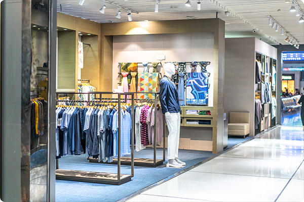 picture of a clothing shop with accent lighting