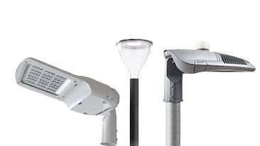 LED street lights on a white background