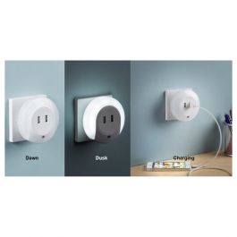 2in1 LED Night light Dual USB Wall Charger Plug in Dusk to Dawn Sensor Wall Lamp 