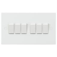 MLA Knightsbridge SN4200 (5 PACK) Square Edge White Plastic 6 Gang 2 Way Plate Light Switch 10A