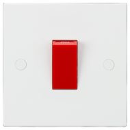 MLA Knightsbridge SN8331 (10 PACK) Square Edge White Plastic 1G Size Double Pole Cooker Switch 45A