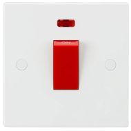 ML Knightsbridge SN8331N Square Edge White 1G Size Double Pole Cooker Switch with Neon 45A