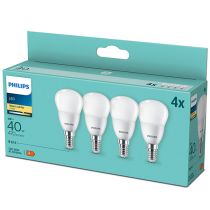 4 Pack Philips LED 5w Frosted Golfball E14/SES