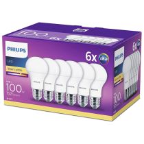 6 Pack Philips CorePro LEDbulb ND 13-100W A60 E27 827