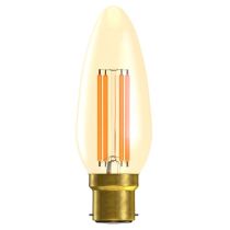 BELL Lighting 01451 4W BC/B22 Vintage Dimmable Candle LED Lamp, Amber, 2000K Warm White
