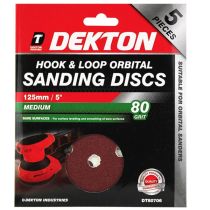 DEKTON 5PC HOOK AND LOOP ORBITAL SANDING DISC (CARD SLEEVE) DT80706