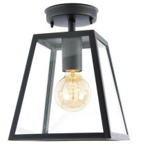 FORUM FL Atlas Tapered Square Glass Panel Flush Lantern - Black