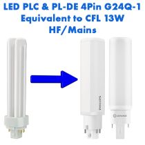 HF/Mains LED PL-C & PL-DE Equivalent to 13W CFL 4 Pin G24Q-1