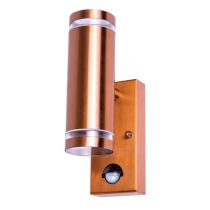 Integral Outdoor Stainless Steel Up And Down Wall Light PIR IP54 2 X GU10 Copper