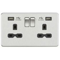 Knightsbridge Screwless 13A 2G Switched Socket With Dual USB Charger