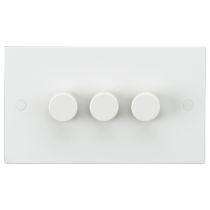 ML Knightsbridge SN2163 Square Edge White Plastic 3 Gang LED Ready Leading Edge Dimmer Switch
