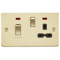 MLA Brushed Brass 1 Gang Socket With Black Inserts and Oven Control Switch