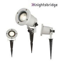 ML Knightsbridge GUSPGR Grey Aluminium LED GU10 Directional Garden Spike Light IP65 50W 230V