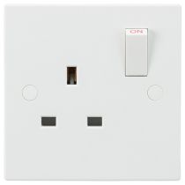 ML Knightsbridge SN7000 (10 PACK) Square Edge White Plastic 1 Gang Double Pole Switched Socket 13A