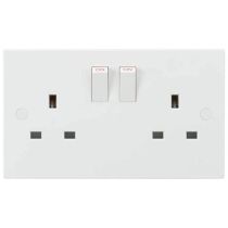 MLA Knightsbridge SN9000 (5 PACK) Square Edge White Plastic 2 Gang Double Pole Switched Socket 13A