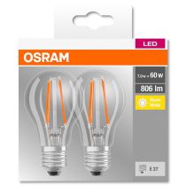 Osram LED A60 7W 2700K E27 Pack of 2