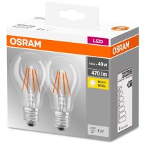 Osram LED Classic GLS 4W E27 2700K Pack of 2