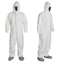 PPE Coverall Material: Microporous (SF 63gsm) White with elastic hood