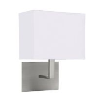 Searchlight 5519SS Satin Silver with White Shade Wall Light