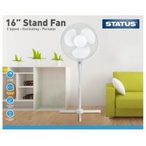 Status 16 Inch Pedestal Fan - White