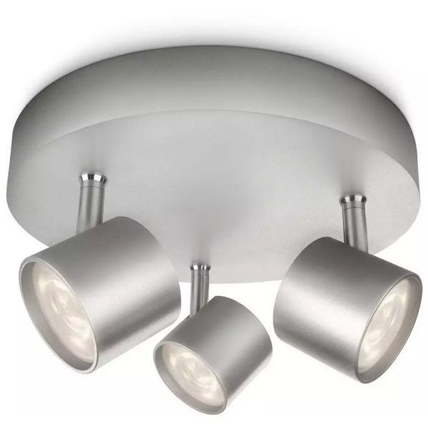 Integrated 3 x 3 W LED Bulb Aluminium Philips MyLiving Star 3 Spotlight Spiral Ceiling Light 