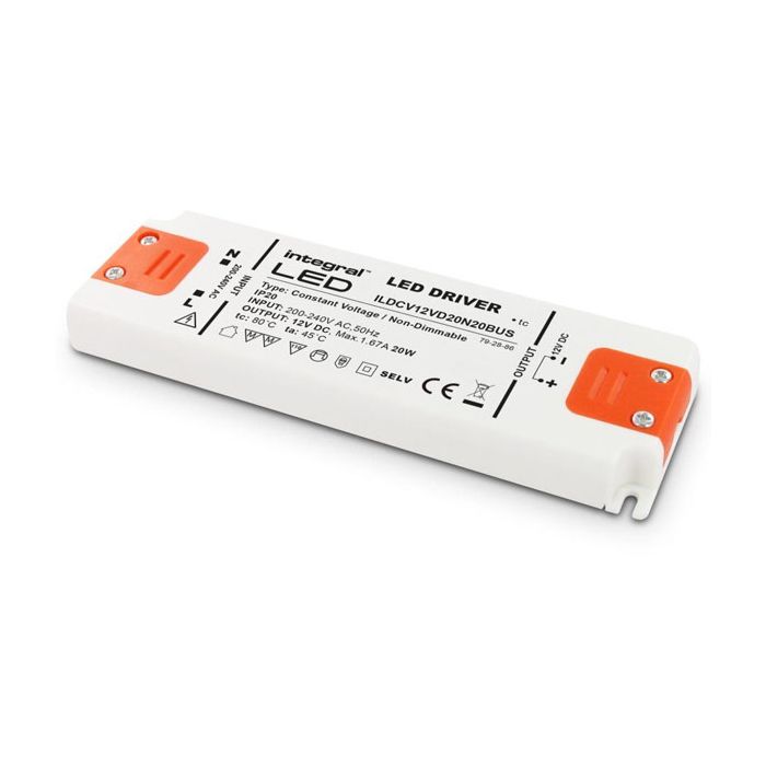 20W Constant Voltage LED Driver, 200-240VAC to 12VDC