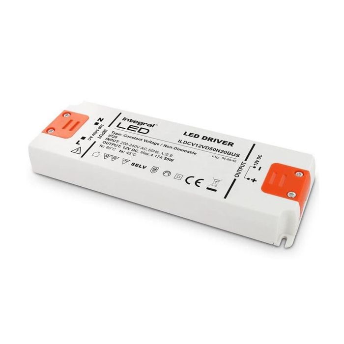 50W Constant Voltage LED Driver, 200-240VAC to 12VDC