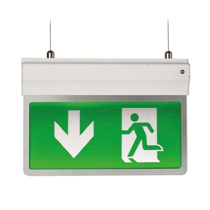 Ansell Eagle 3W 3-In-1 LED Exit Sign Silver Maint/Non-Maint