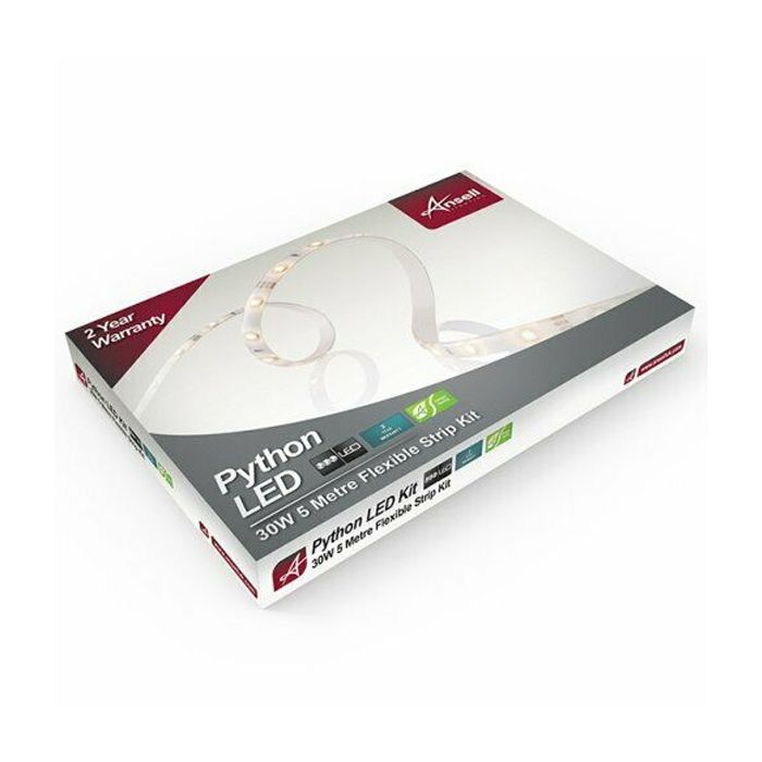 Ansell Python White Flexible LED Strip Tape Kit 5m - Cool White 30w
