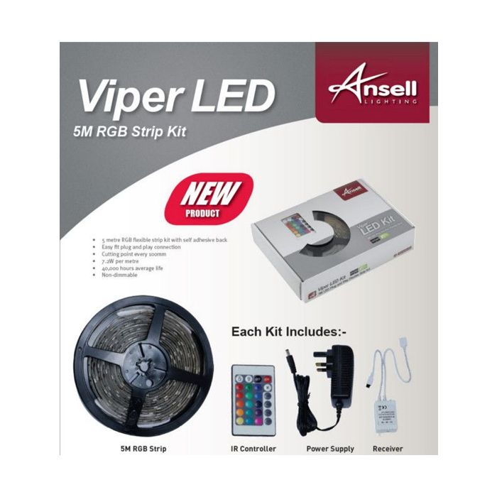 Ansell Viper RGB Flexible LED Strip Tape Kit 5m 36w