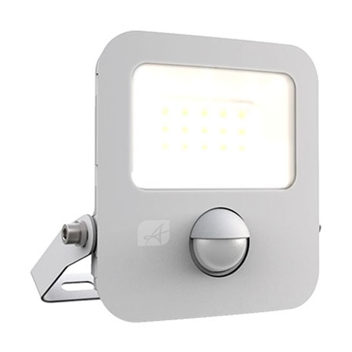 Ansell Zion LED Polycarbonate Floodlight - PIR - 10W Cool White - White
