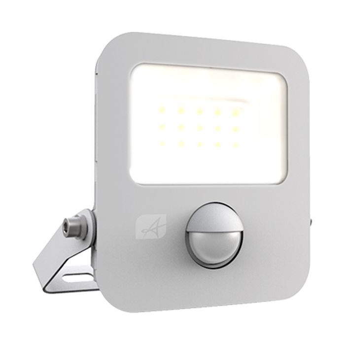 Ansell Zion LED Polycarbonate Floodlight - PIR - 10W Warm White - White