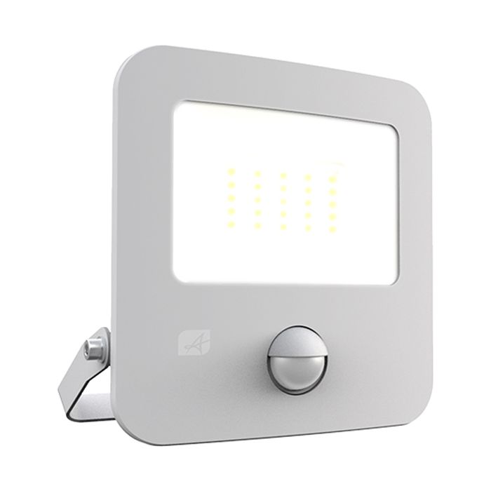 Ansell Zion LED Polycarbonate Floodlight - PIR - 20W Cool White - White