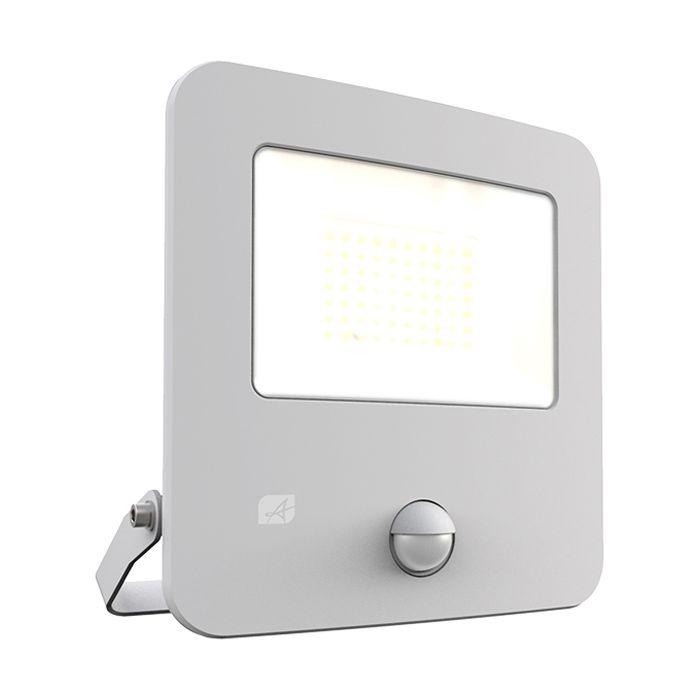 Ansell Zion LED Polycarbonate Floodlight - PIR - 30W Warm White - White