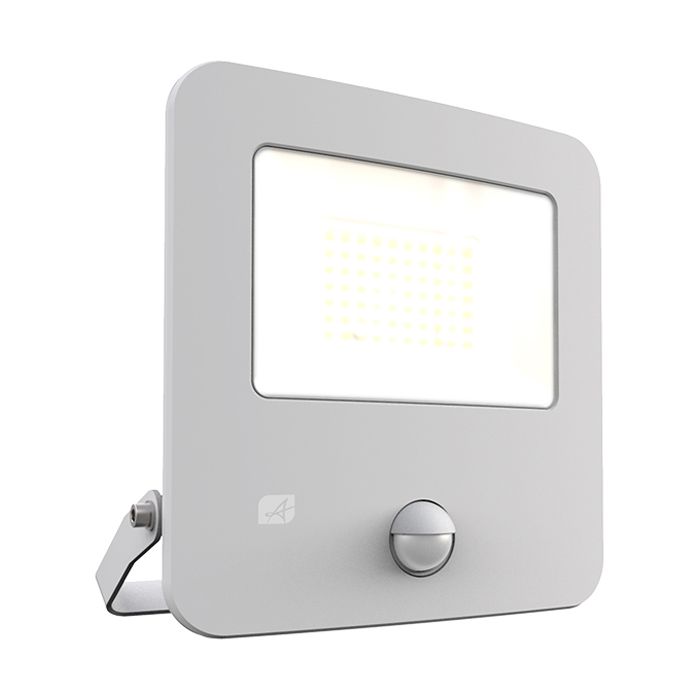 Ansell Zion LED Polycarbonate Floodlight - PIR - 50W Warm White - White