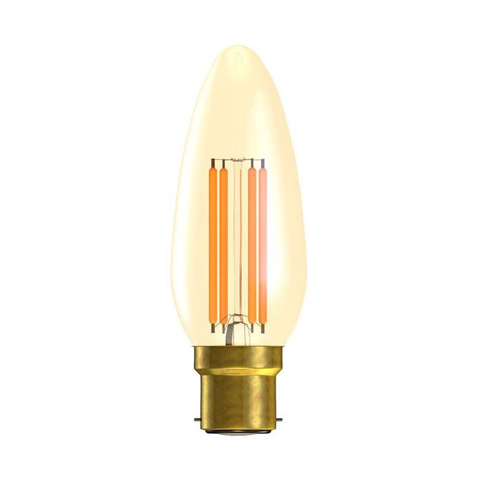 BELL Lighting 01451 4W BC/B22 Vintage Dimmable Candle LED Lamp, Amber, 2000K Warm White
