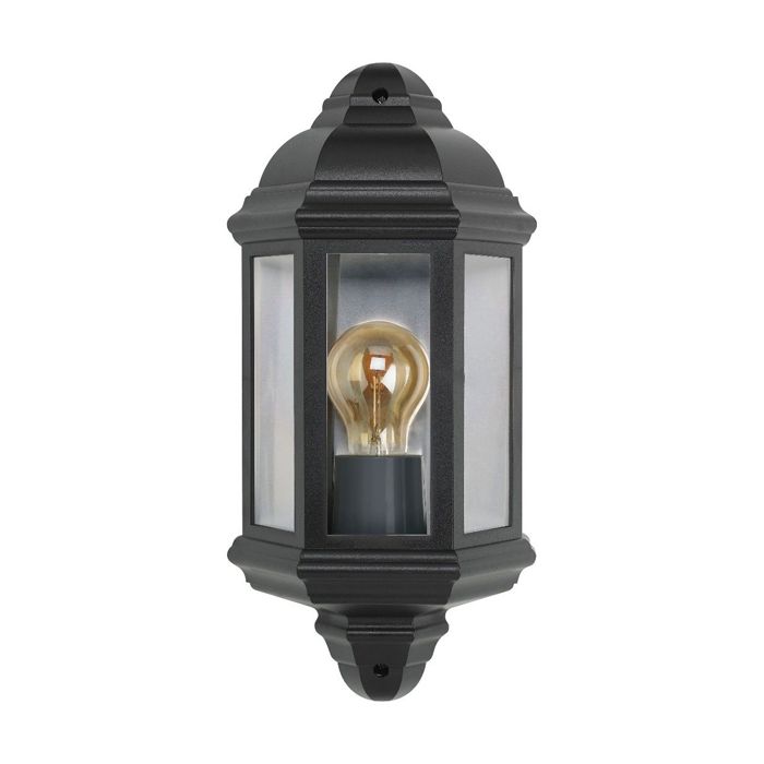 Bell Lighting Retro Vintage Half Lantern - Black, IP54