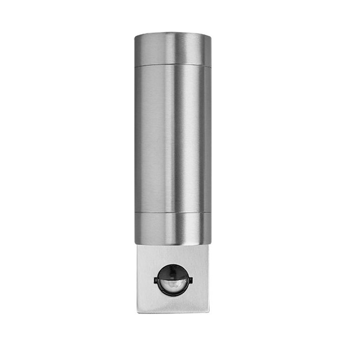 BELL Luna GU10 Up/Down PIR Wall Light - IP54, Stainless Steel (lamp not included)