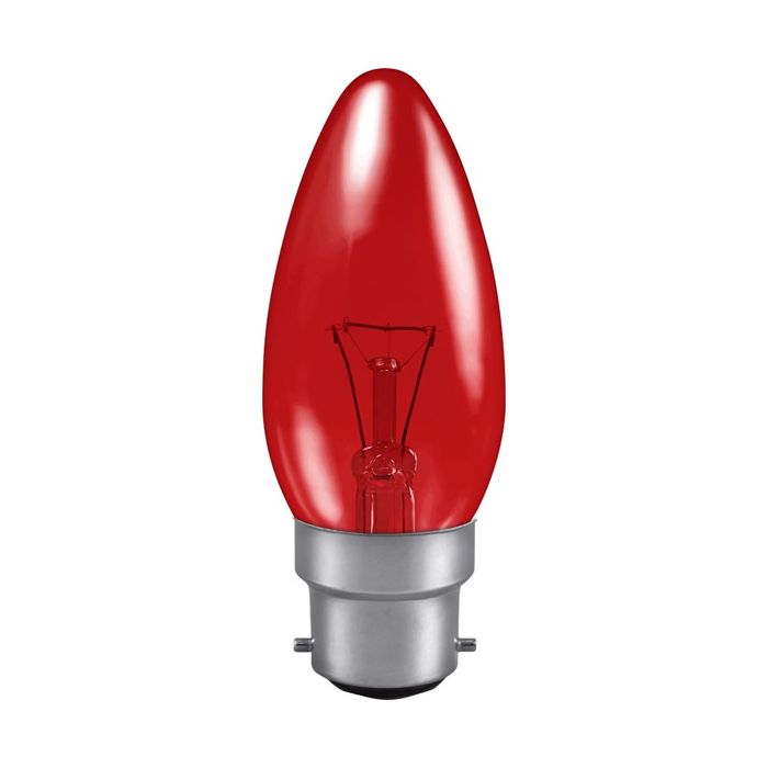Crompton 40W BC Candle 35mm FireGlow Laquered Red