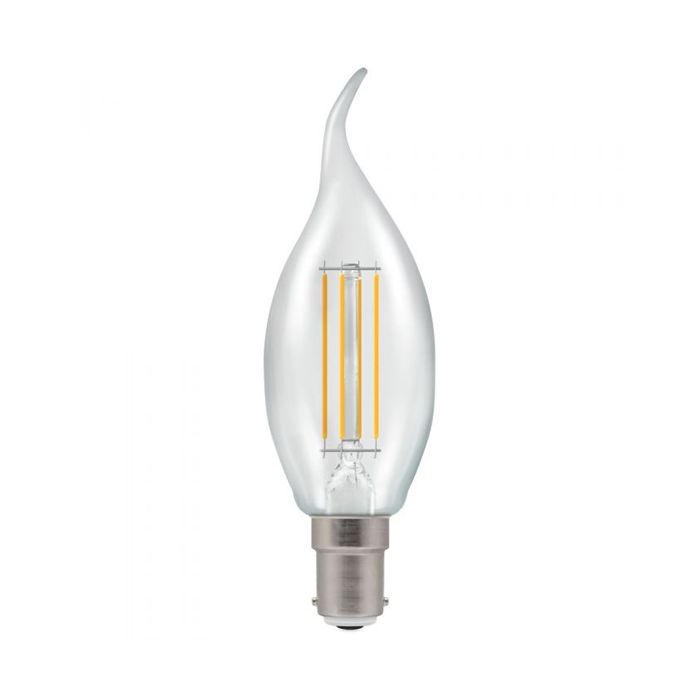 Crompton 5W SBC Dimmable LED Candle Filament Clear Bent Tip