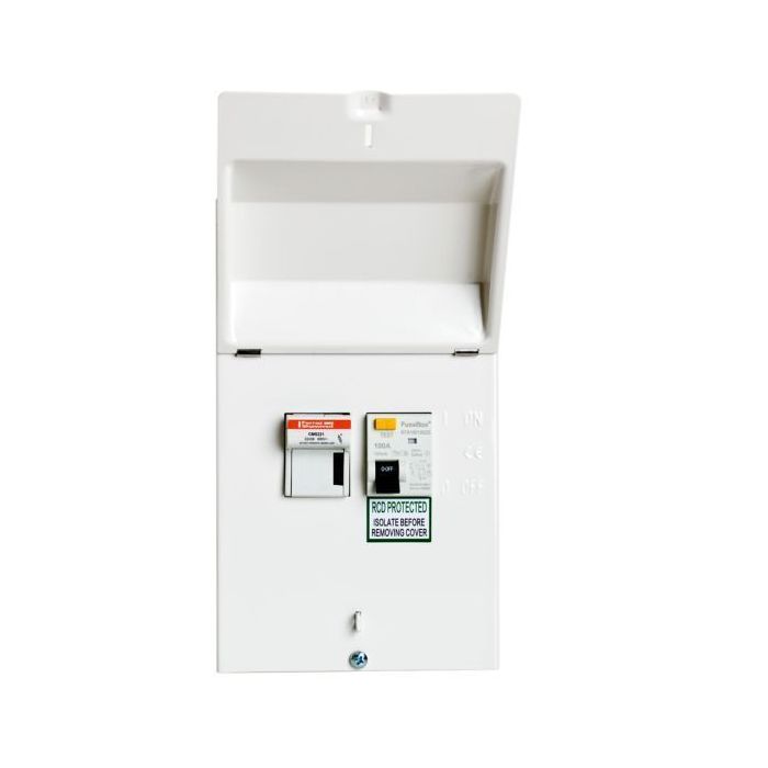 FuseBox 100A Fused Switch 100mA Time Delayed Type A RCD with 63A 80A 100A gG Fuses