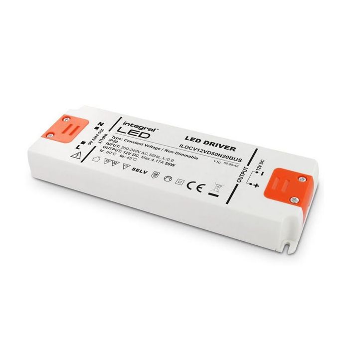 Integral 50W Constant Voltage LED Driver 200-240VAC to 12VDC