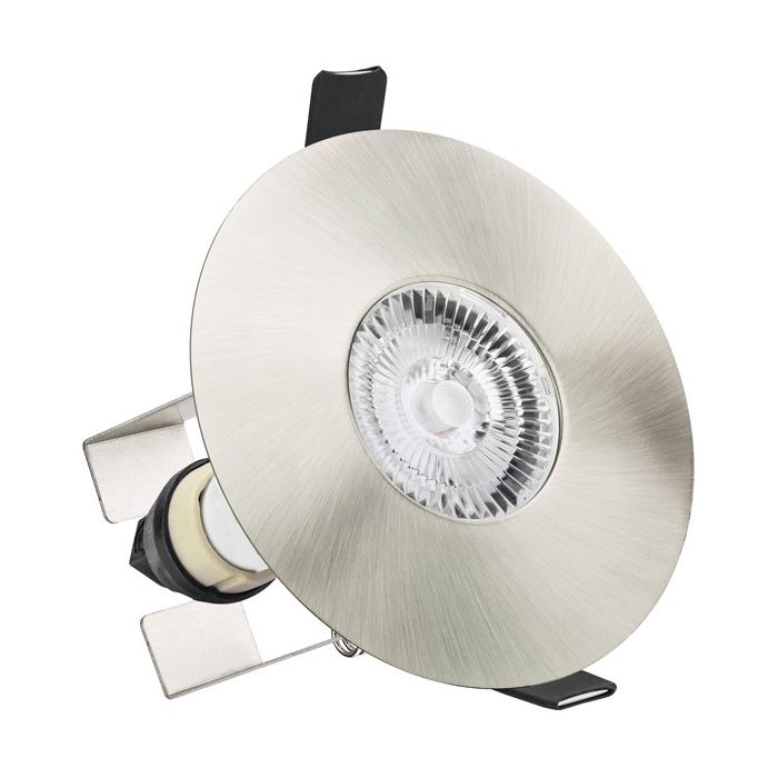 Integral LED Satin Nickel Round 70-100mm Cut-Out Fire-Rated Downlight With Insulation Guard