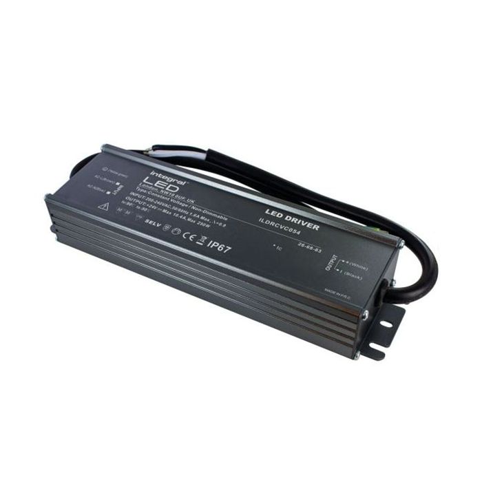 Integral IP65 250W Constant Voltage LED Driver, 100-240VAC to 24VDC, Non-Dimmable