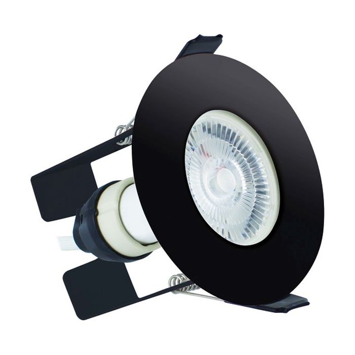 Integral LED Black Round Fire-Rated Downlight With Insulation Guard