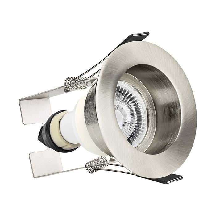 Integral LED Satin Nickel Round Recessed Fire-Rated Downlight With Insulation Guard