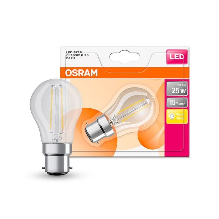 Osram LED Classic 2.8-25W Filament Golfball B22 2700K